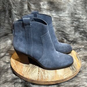 Sam Edelman London Dark Blue Suede Putty Boots 7.5